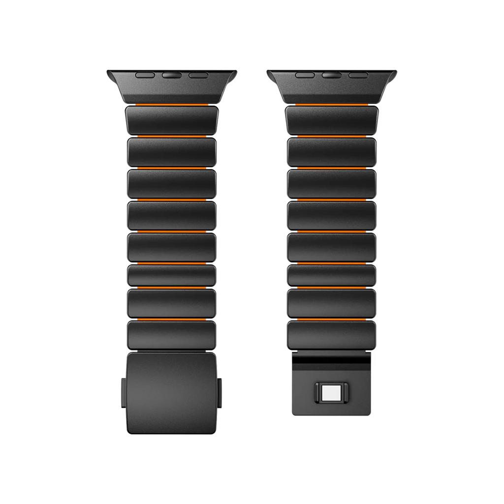 Magnetic Stainless Steel Band for Apple Watch Ultra 3 2 49mm Rubber Men Strap for Iwatch Series 11 10 46mm 9 8 7 6 Se 44mm 45mm