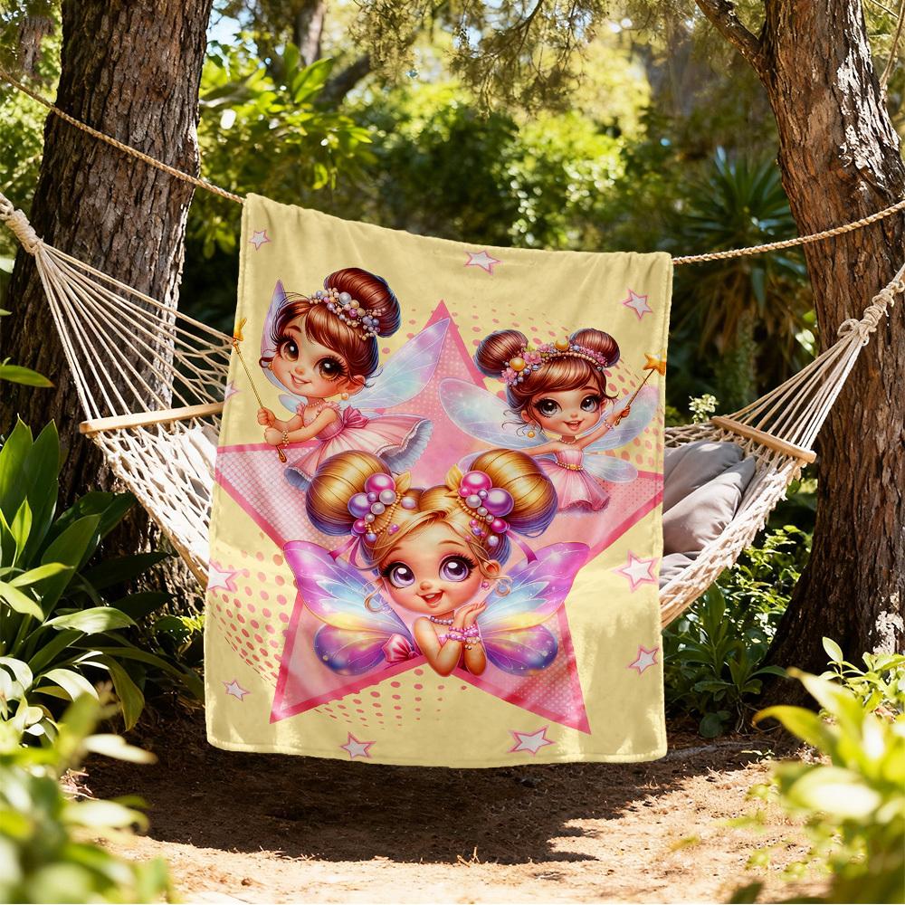 

Fairy Princess Star Outdoor Flannel Blankets, Outdoor travel, Home Blankets, Fan Gifts,Suitable for All Seasons, Christmas Gifts. R1127139 80x120cm