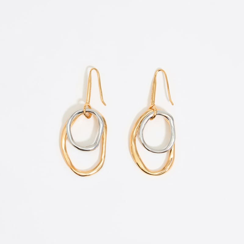 

BIMBA Y LOLA Gold Silver Hoop Earrings B255AIW035GOF Gold_FREE
