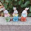 Easters Rabbit Sculpture Colorful Bunnies with Eggs Resins Figurine Statue Ornament for Home and Garden Decoration Gift