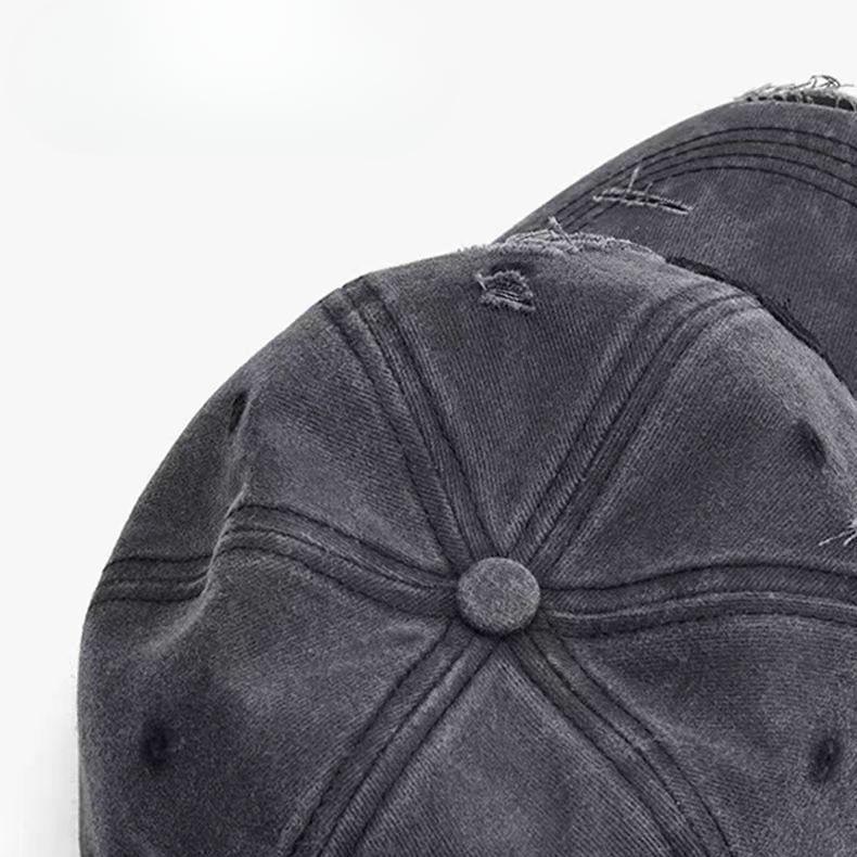American Retro Ripped Baseball Cap for Women In Spring and Summer New Washing and Old Versatile Baseball Cap Showing Off Their Faces and Small Hats