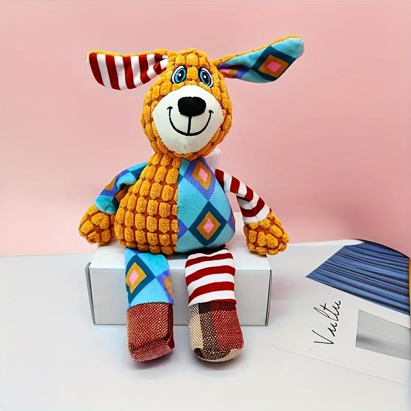 

Пищащая износостойкая игрушка для собак Плюшевая интерактивная игрушка для чистки зубов со звуком, Прочная жевательная игрушка для домашних животных для здоровья зубов и умственной стимуляции оранжевый