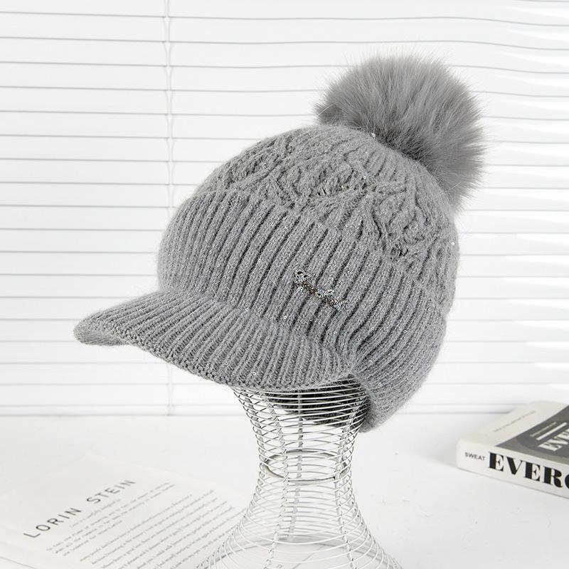 Wool Hat Women's Autumn and Winter Fleece Thickened Ear Protector Knitted Hat Thermal Cap Casual Outdoor & Christmas Wear
