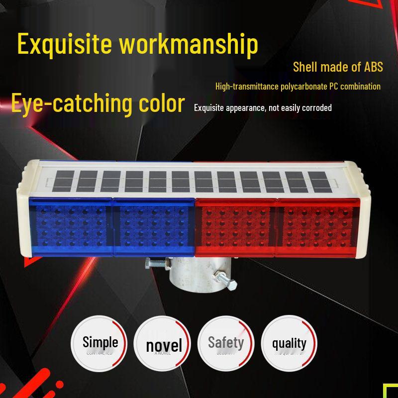 Solar-Powered Red/Blue LED Warning Strobe for Roadblocks and Construction Sites