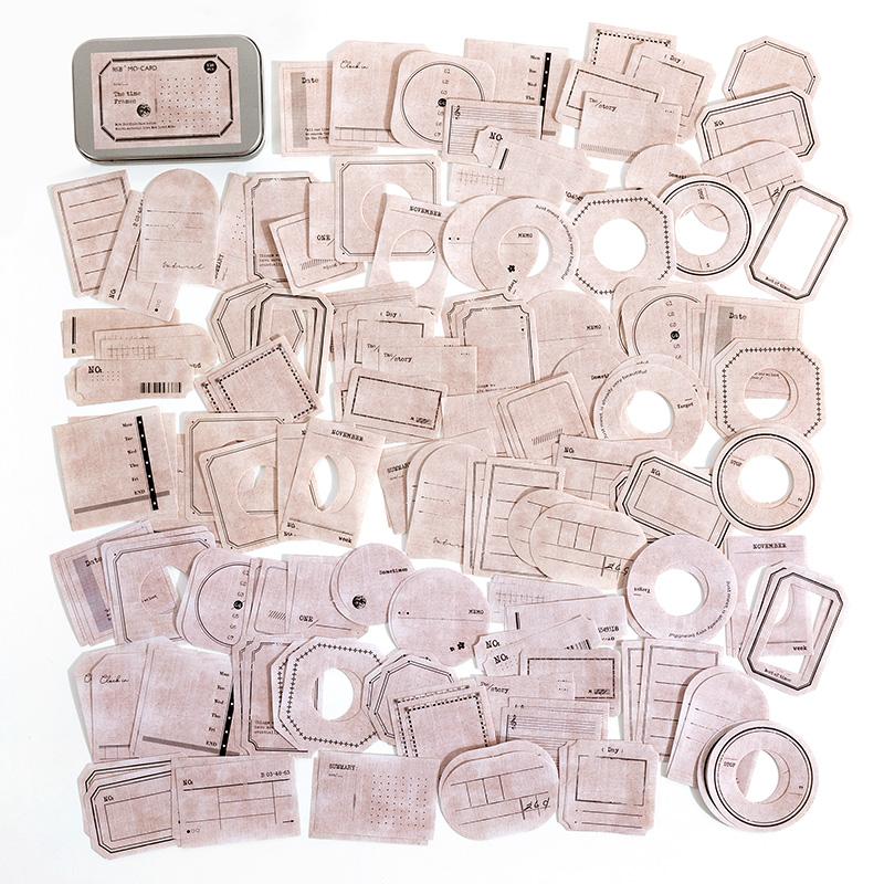 

150 pcs Lron box labels Sticky note paper base border color collage message memo Decorative Wild Retro INS Style Craft Supplies