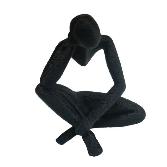 3D Printed Thinker Style Abstract Sculpture, Meditator Statue Collectible Figurines, Home Office Bookshelf Desktop H
