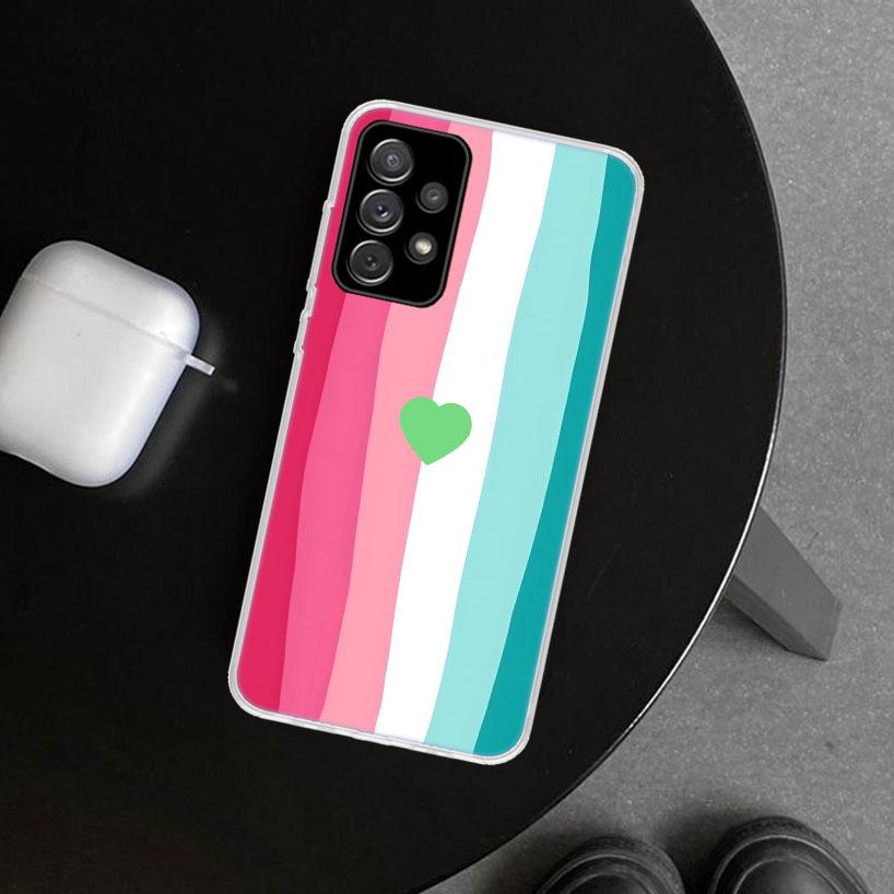 Rainbow Gradient Love Phone Case Cover for Samsung Galaxy A12 A22 A32 A52 A72 A02S A51 A50S A31 A20S A10S Note 20 Ultra 10 Plus