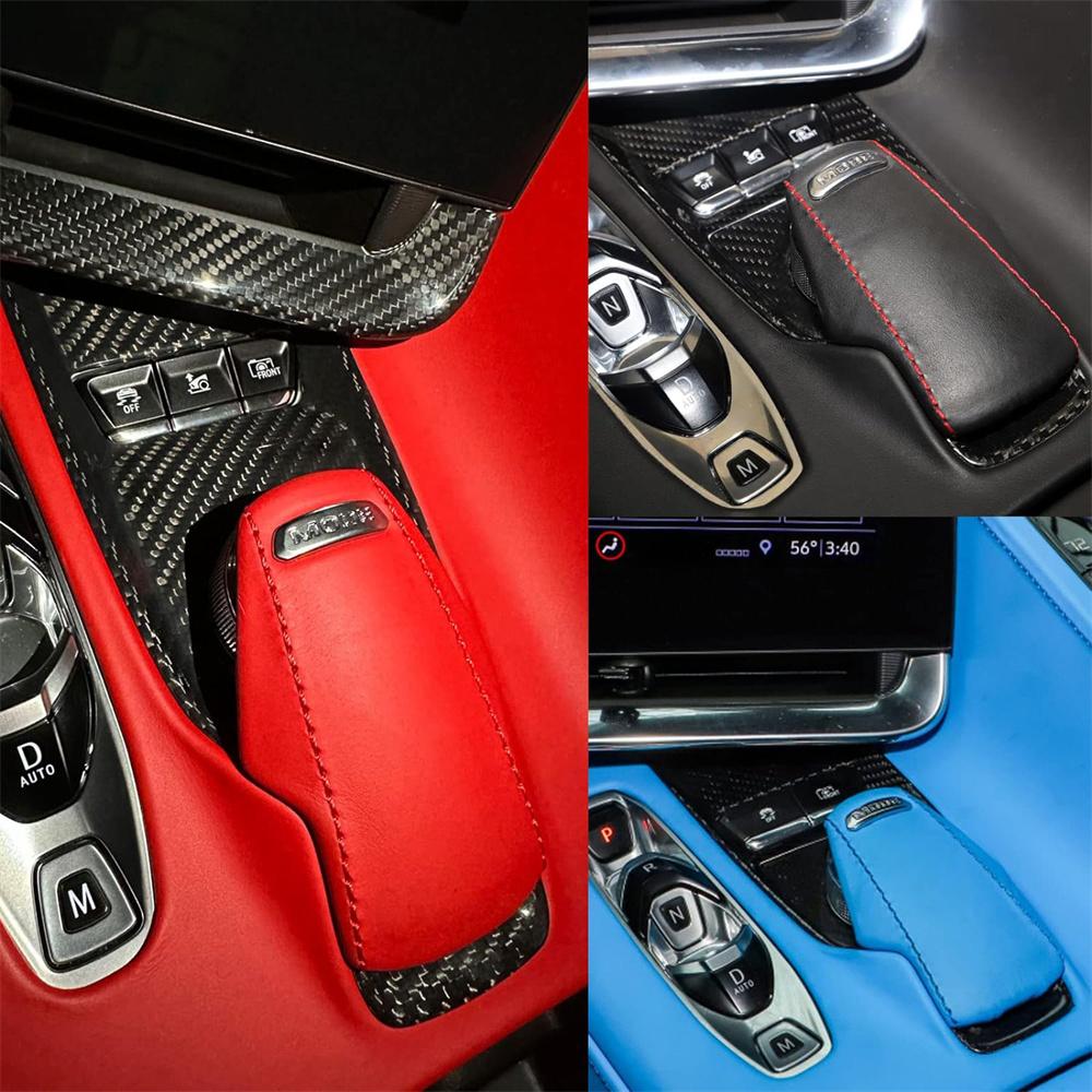 Black Center Control Button Cover REAL HARD Carbon Fiber For Corvette C8 20-2023