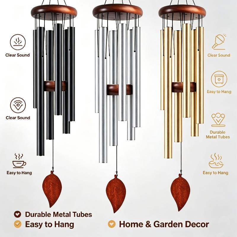 26 Inch Vintage Aluminum Alloy Wind Chimes with Wooden Tag Thoughtful Sympathy Gift for Family Friends