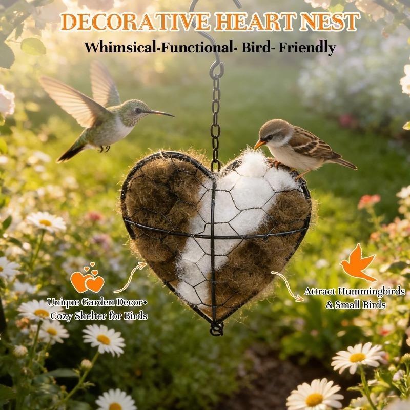 1PC Bird Nesting Heart Outdoor Yard Art
