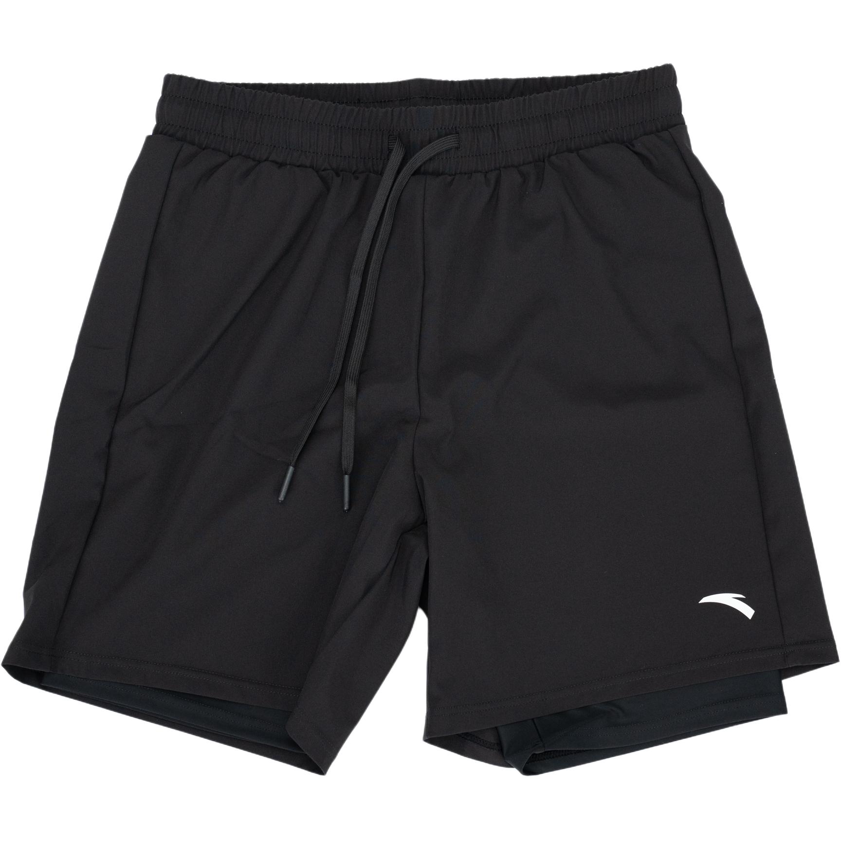 Anta Double Layer Anti-Embarrassment Training Swimming Quick-Dry Loose Beach Shorts Men shorts Black 1826332423-1 M