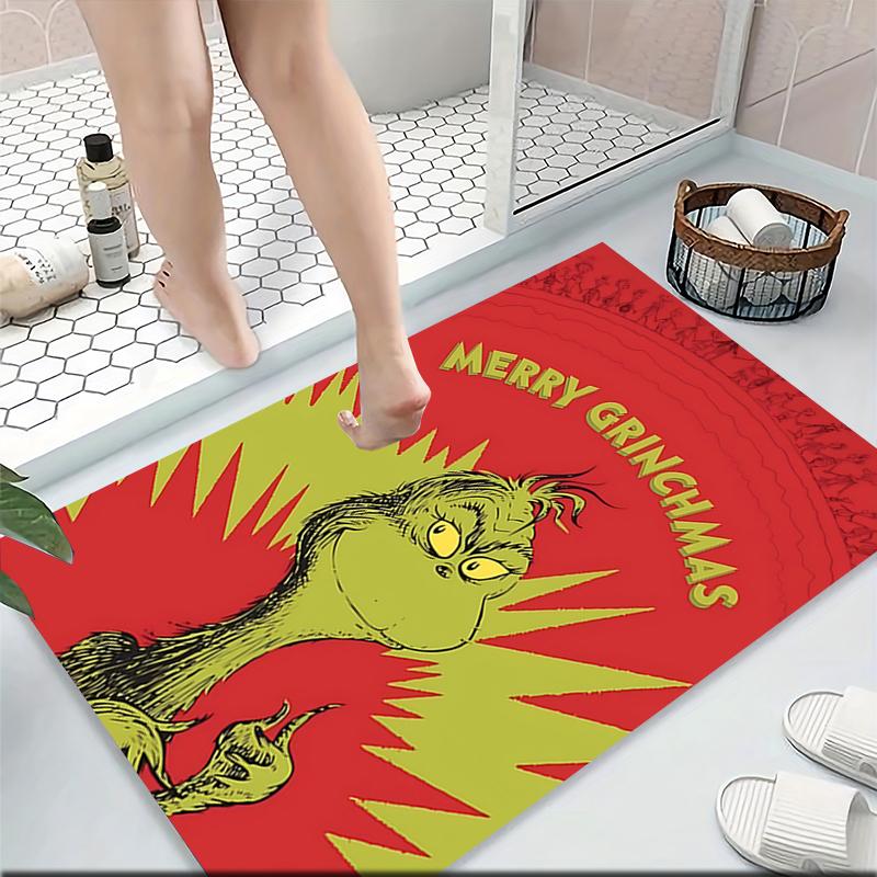 Grinch Christmas Card Carpet Rug Soft Washable Antislip Home Living Room Sofa Mats Personalized Christmas Rug