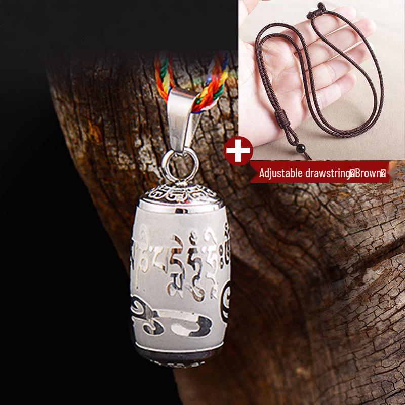 Titanium Steel Lengyan Mantra Pendant Necklace - Retro, Openable Amulet for Men & Women