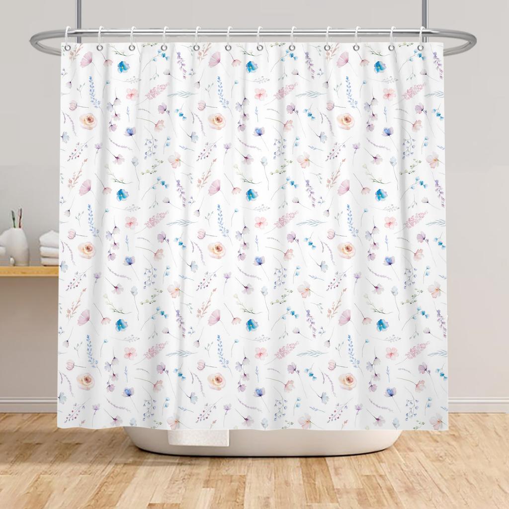 Yellow Sunflower Shower Curtain Spring Floral Bathroom Decor Hanging Curtains Fresh Floral Plant Patterns Waterproof Curtain