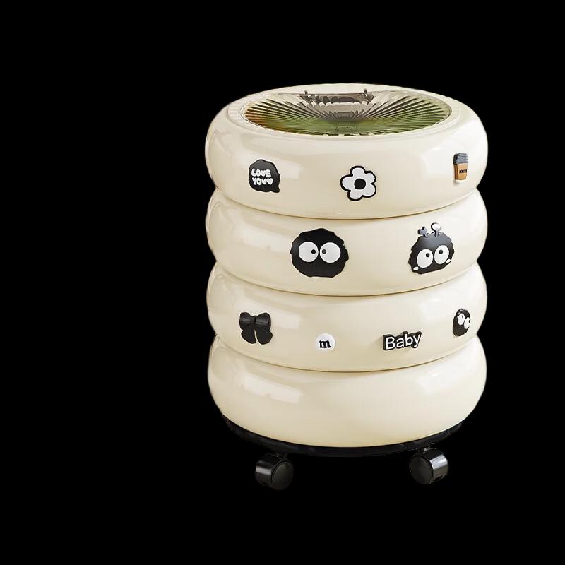 Donut Design Trash Can with Wheels and Lid