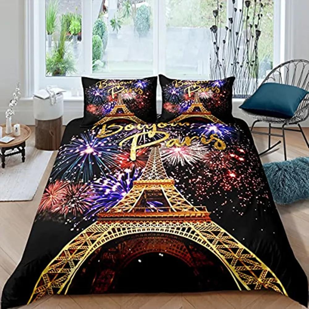 Fireworks Soft Durable Quality Duvet Cover Colourful Fires Celebrate Mery Christmas Theme Polyester for Children Tens Women for Bedrom Decoration