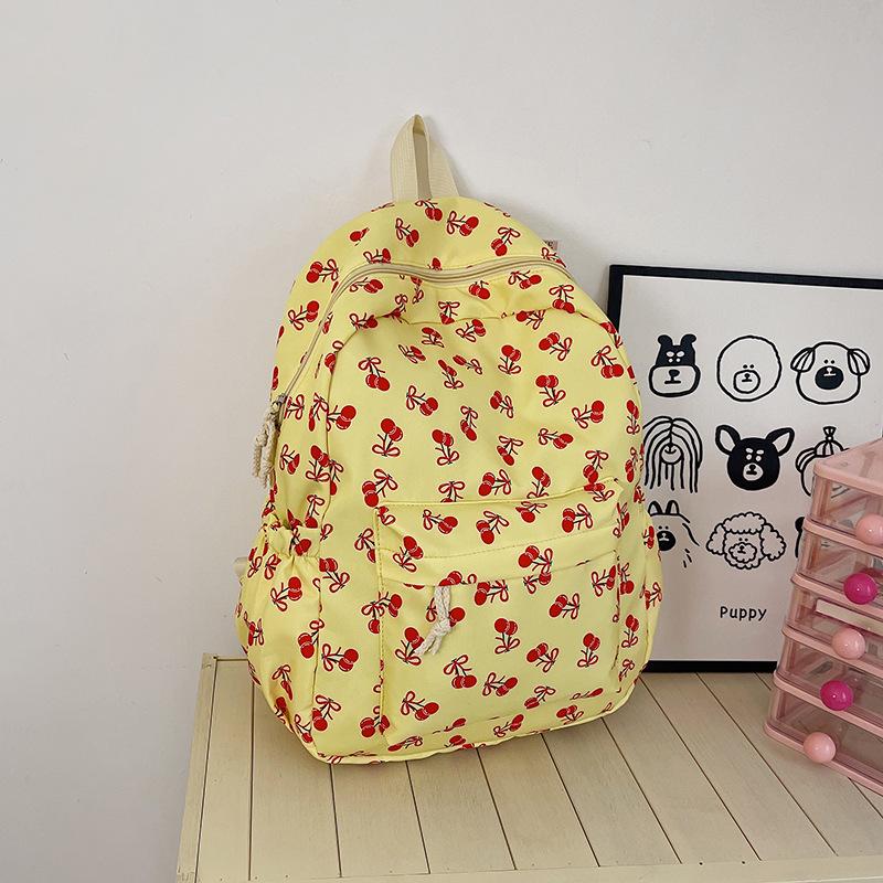 ins cute cartoon printed backpack Japanese style girl schoolbag women cute cherry travel bag