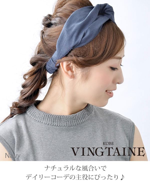VINGTAINE Natural Cross Hair Simple Hairband, Headband, Accessory, Turban, Style, Gray, HB-51-GY