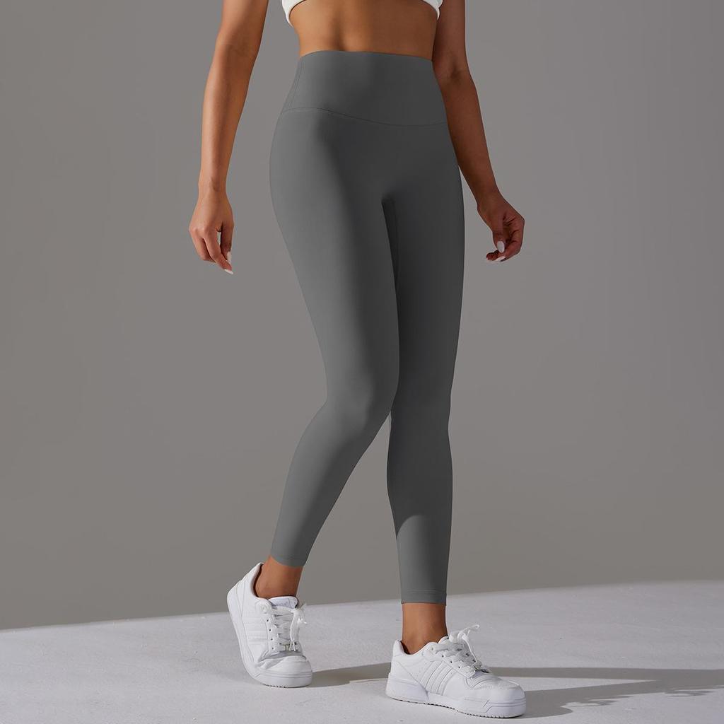 Nude Skin-friendly Yoga Pants Women Without Awkward Line High-waisted Bottoms To Lift The Buttocks Elastic Fitness and Sports Nine-minute Pants