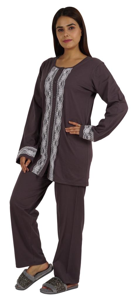 Moomaya Womens Solid 2 Pcs Nightwear Set Sleepwear Top & Pajama PJ NightSets