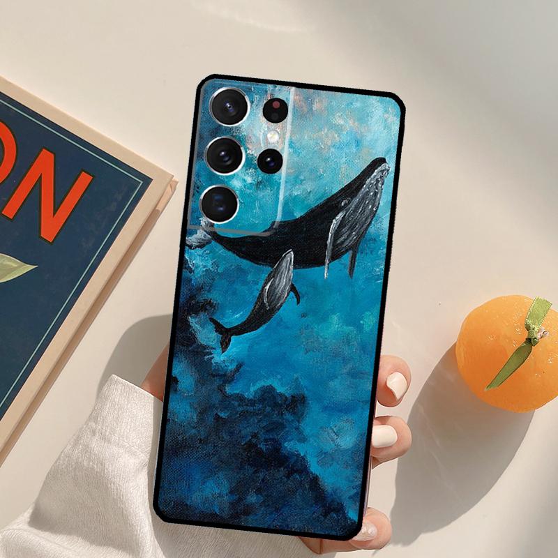 Beautiful Blue Whale Painting Phone Case For Samsung Galaxy S23 S26 Ultra S20 S21 S22 S24 S25 S10 Plus S25 FE Back Cover