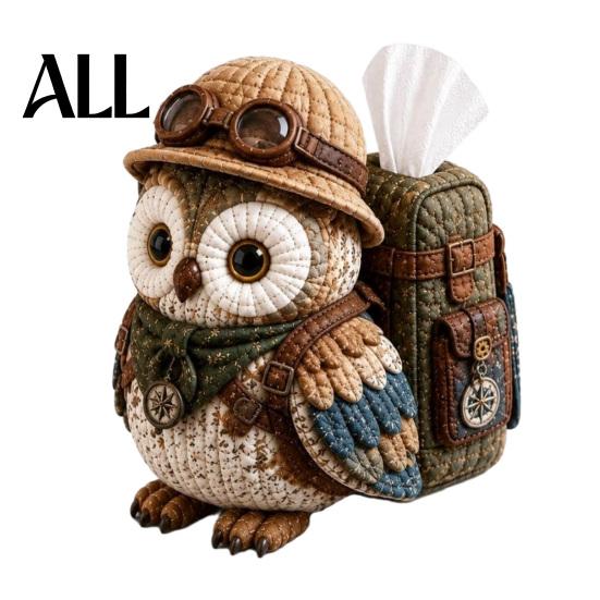 Decorative Tissue Box Cover DIY Kit, Owl Shape, Soft Textures Patchwork Handmade Fabric Craft Kit Sewing for Handicraft Enthusiast Beginners Cozy Home