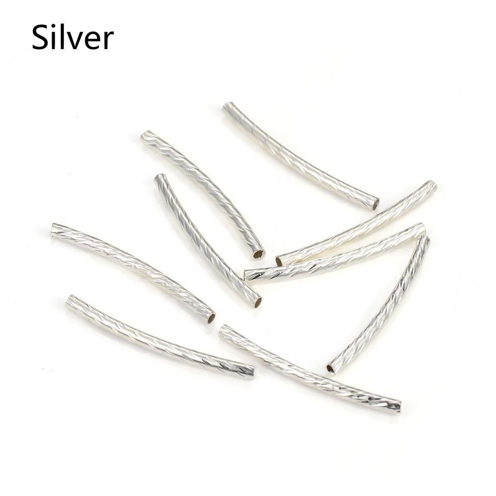 100pcs Stripe Copper Curved Tube Spacer Beads Connector for Bracelet DIY Jewelry Making Components Necklace Accessories 25-30mm