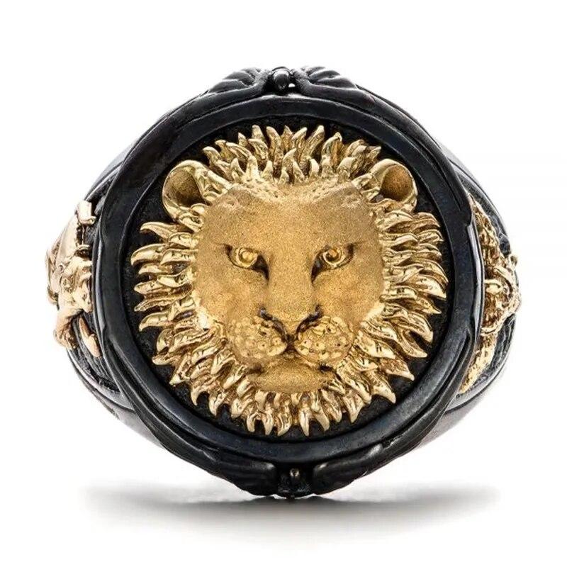 FDLK New Retro Style Cross Crown Lion Animal Ring Men's Domineering Gothic Punk Hip Hop Rock Accessories Gift Wholesale