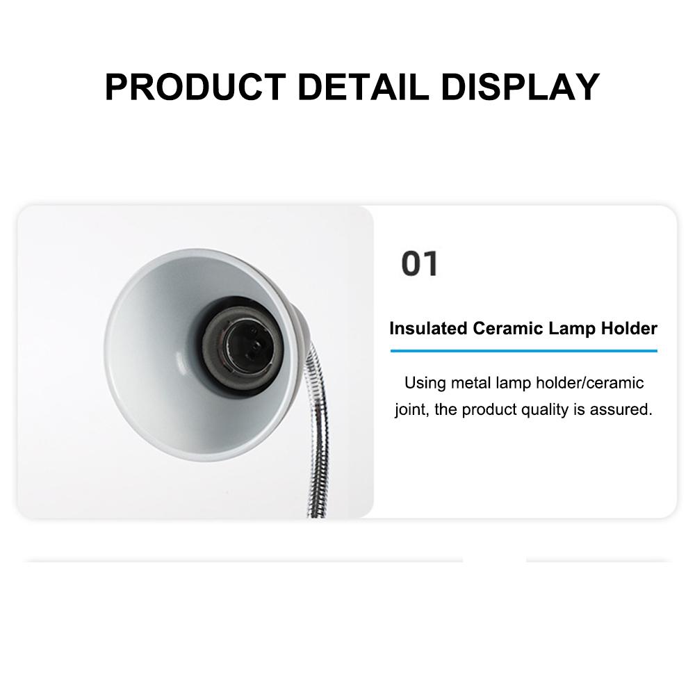 Reptile Heat Lamp Rotating Reptile Light Bracket with Clamp UVA/UVB Heating Lamp Bulb 25W/50W/75W