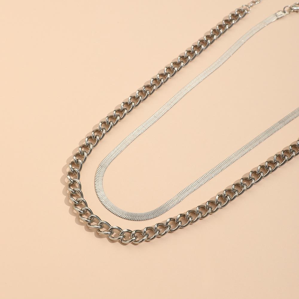Women's fashion chain necklace, hip-hop punk style alloy chain collarbone chain, simple stacked necklace 2