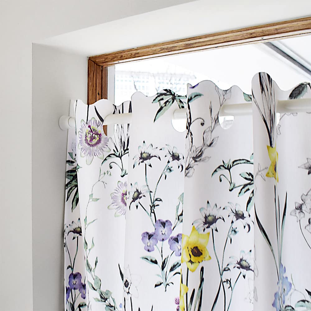 STYLE Decor Laminated Cafe Curtain for Small Stylish Privacy 70cm Long x 100cm Floral and Botanical W4000610 Windows, Screen, Wide, Print,