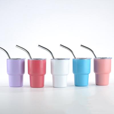 3oz Insulated Bottle Freeze Thermos Stainless Jugs MIni Whiskey Wine Coffee Cup with Lid And Straw for Car Driving Party Gift