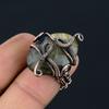 Natural Labradorite Gemstone Handmade Copper Wire Wrap Ring Size 4.5 S1a02