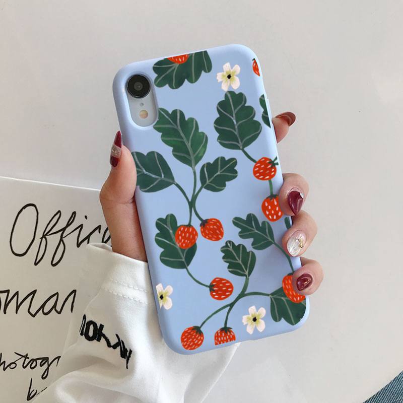 Summer green leaves fruit lemon peach pomegranate grape Phone Case for iphone 13 11 12 mini pro max 7 8 plus 6 6s x xs max xr