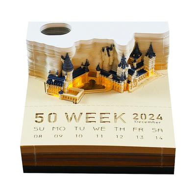 Omoshiroi Block 3D Poznámkový blok Kalendář 3D Kalendář Howarts Castle 3D Poznámkový blok Papírové poznámky Samolepící bloky Vánoční dárek