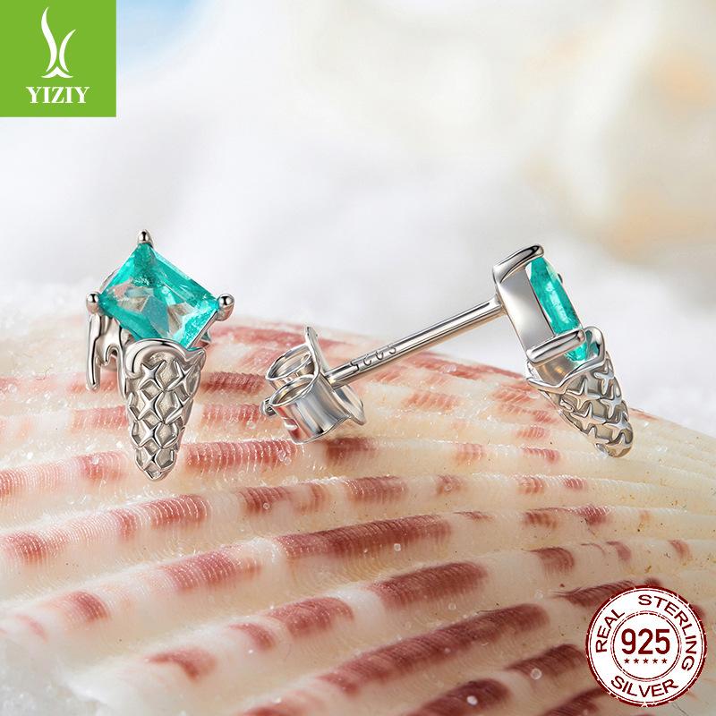 S925 Sterling Silver Ice Cream Stud Earrings, Summer Creative Small Fresh Ice Cream Stud Earrings