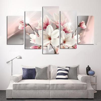 Modern Pink White Flower  Canvas Painting On The Wall Art Posters Prints Wall Pictures for Living Room Home Wall Cuadros Decor