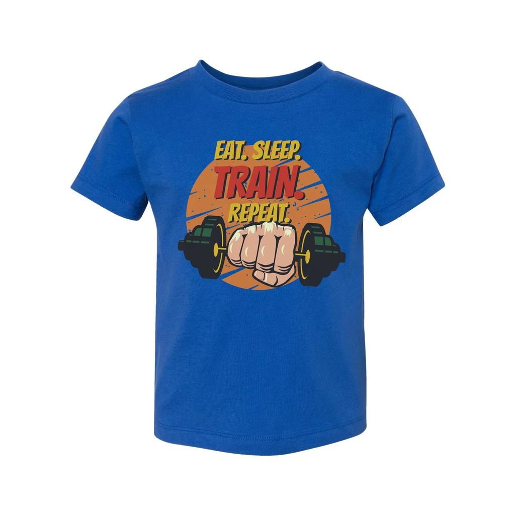 Eat Sleep Train Repeat Unisex Fitness Graphic T Shirt For Gym And Workout Cotton