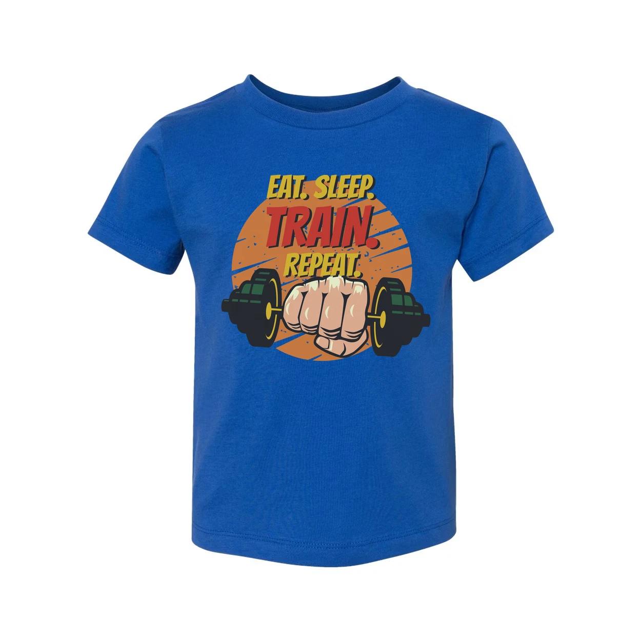 Eat Sleep Train Repeat Unisex Fitness Graphic T Shirt For Gym And Workout Cotton 3XL