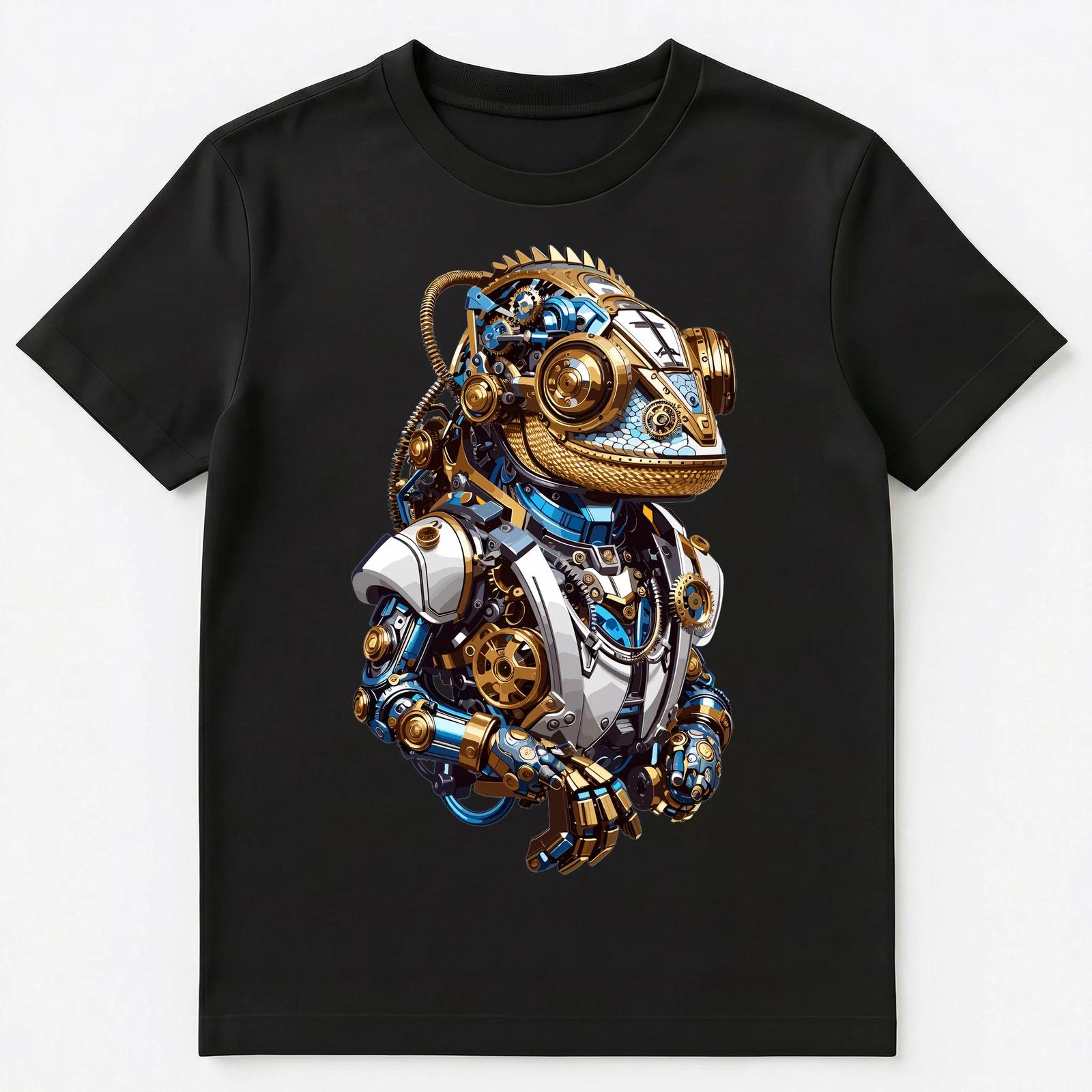 Mechanical Steampunk Chameleon Intricate Graphics Unisex T-Shirt L