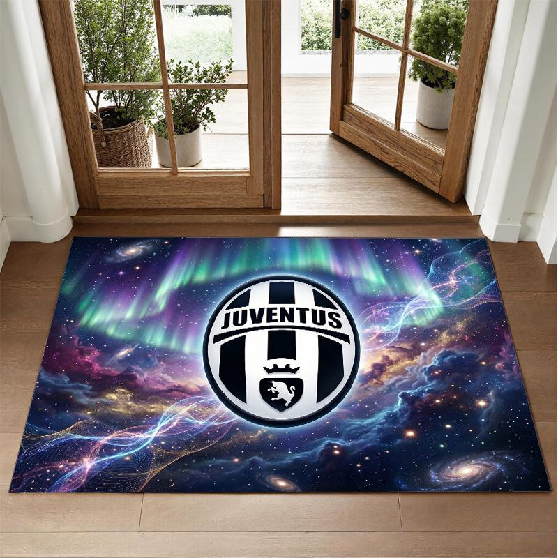 Juventus FC Design Crystal Velvet Rug Soft Decorative Mat for Bedroom Entrance