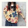 DIMANAF 2023 Neue Herbst Plus Größe Pullover Strickjacke Oversize Frauen Muster Floral Cartoon Druck Pullover Stricken Lose Pullover