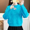 Women's Crew Neck Sweater Autumn and Winter Warm Cable Knit Sweater Loose Thick Knit Pullover Sweater