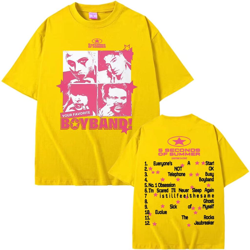5 Seconds of Summer Everyone's A Star World Tour 2026 T Shirt Men Women Fashion Hip Hop Rock Punk Oversized Short Y2k Short Sleeves Classic