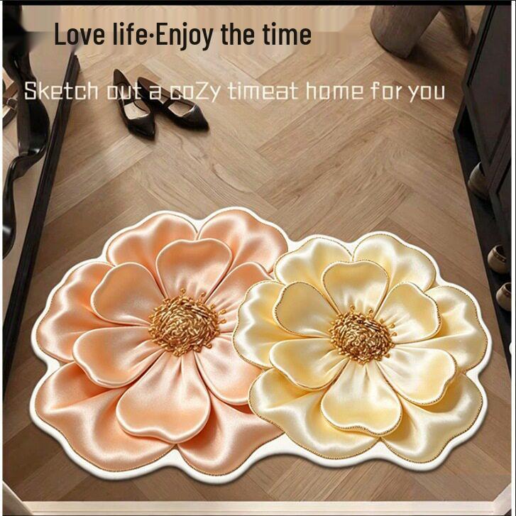 Diatom Mud Absorbent Bathroom Mat - Stain Resistant, Easy to Clean, 3D Floral Design 40×60cm