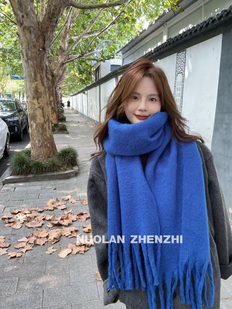 Plaid Korean-Style Women's Winter Scarf - Warm Imitation Cashmere Snood