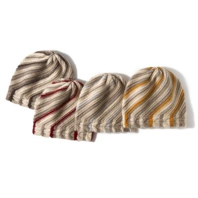 This Autumn and Winter Unisex Color Blocked Thickened Rainbow Hat with A Headband and Ear Protecting Fashionable Knitted Cap