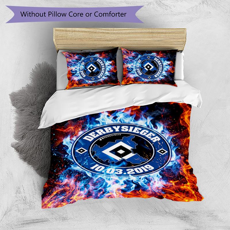Set Lenzuola Stampato Calcio Hamburger SV 3 Pezzi, Comodo Set Copripiumino per Camera da Letto Amico della Pelle