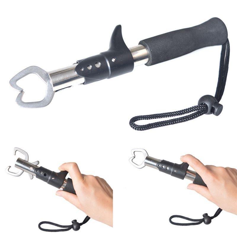 Portable Fishing Gripper Stainless Steel Fish Lip Grip Handle Catch Carp Fishing