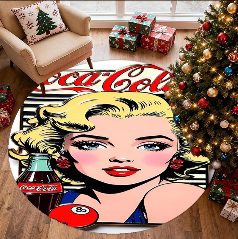 Runder Teppich mit Marilyn Monroe Muster, Innen-/Außenmatte, für Picknick, Spielzimmer, Schlafzimmer, Büro, Wohnzimmer, Heimdeko Teppich, Geburtstagsgeschenk